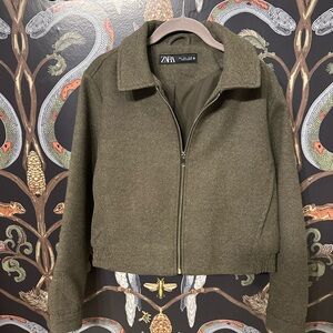 Zara Khaki Cropped Jacket